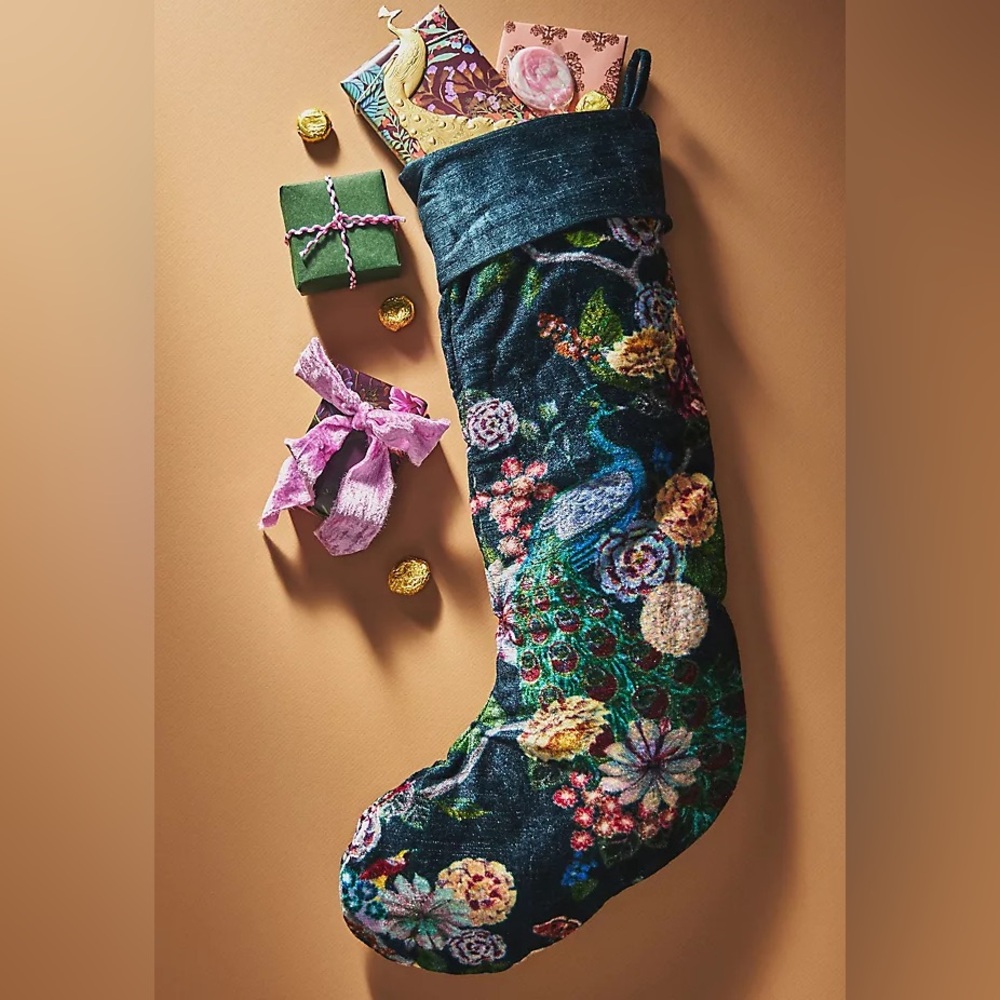 Anthropologie Jaya Peacock Stocking